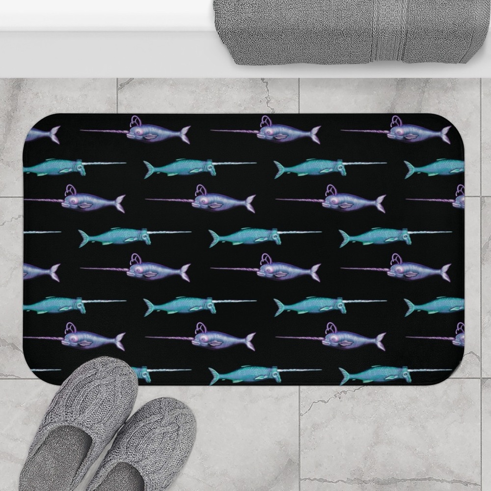🧜Bath Mat Licorne de Mer Narwhal Unicorn of the Sea Mermaid Unicorn